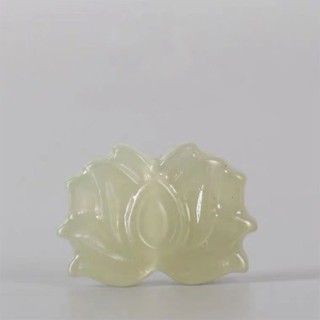 手工雕刻和田玉蓮花配飾 文玩佛珠