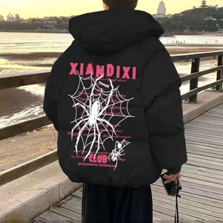 YLIE 羽絨服外套 棉服 棉衣美式蜘蛛羽絨棉衣男款冬季外套潮牌加厚棉服ins初高中生保暖棉襖