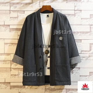 💯臺灣熱銷💯漢元素首選 中國風 裝唐裝盤扣居士服 牛仔外套 青年道袍禪服 復民族風 茶服