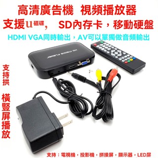 1080P高畫質播放器HDMI VGA衕時輸出廣告機橫豎屏多媒體硬碟播放器