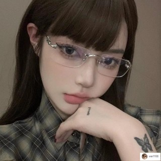 清清💕ins平光鏡 小紅書禁慾系無框眼鏡女潮素顏平光鏡無度數網紅款造型眼鏡架男款