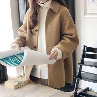 ins學生小個子呢子大衣女中長版2021秋冬新款韓版寬鬆毛呢外套潮 風衣外套 毛呢外套1016 R6UH