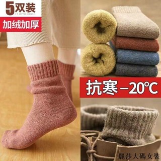 麗莎大碼加絨襪子 女生秋冬保暖襪子冬季襪子女韓版中筒襪加絨加厚保暖長筒襪女士秋冬長襪ins潮百搭