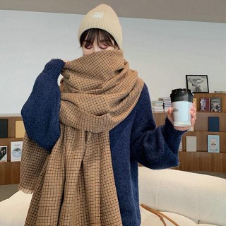 💫臺灣💫冬季潮兩用圍巾女ins韓版百搭保暖小格子仿羊絨柔軟大披肩寬圍脖 圍巾