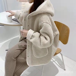 【do·to】大碼 羊羔毛連帽外套 爆款上衣 女 保暖外套 新款冬裝 寬鬆韓版ins潮流加厚工裝上衣 高階感新款風衣上衣