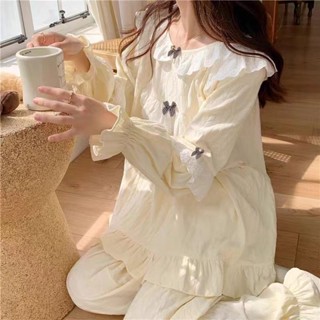 新店優惠 少女甜美 日係可愛 家居服 宮廷風甜美小個子2023年新款圓領睡衣女春秋女款長袖家居服純慾款