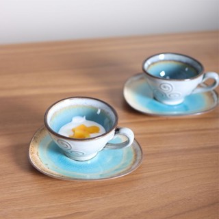 陶瓷咖啡杯 陶瓷杯 咖啡杯 拉花杯 馬克杯 北歐復古咖啡杯碟套裝創意高顏值拉花杯子簡約馬克杯冰裂杯子瑕疵