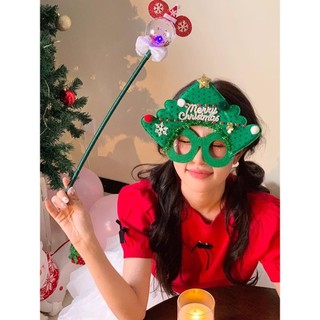 🎄聖誕裝飾品🤶聖誕節派對裝扮飾品可愛英文字母眼鏡框舞會cos道具髮飾2023新款