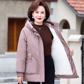 🔥媽媽加絨加厚派剋服 中老年女抗寒保暖冬棉服 寬鬆百搭刷毛大尺碼阿麼裝 洋氣婆婆衣服媽媽秋冬裝加絨加厚外套女寬鬆連帽棉