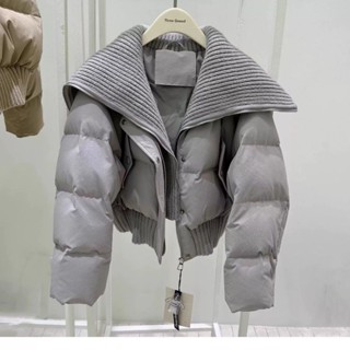冬季新款羽絨服女短版高腰大翻領時尚高級感白鴨絨保暖外套 白鴨絨 保暖 防寒 羽絨外套連帽1101 YBDS