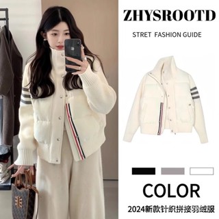 TB輕薄白色休閒羽絨服女秋冬新款短版白鴨絨立領保暖針織外套 白鴨絨 保暖 防寒 羽絨外套連帽1102 35RO