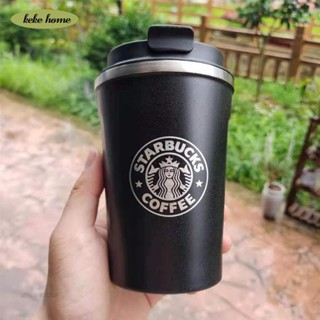 keke❤️黑色便攜式星巴克隨手杯 星巴克保溫杯 starbucks不鏽鋼水壺 辦公室咖啡杯 隨行杯 不鏽鋼直身杯 環保