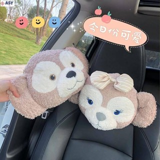 適用於汽車頭枕護頸枕車內卡通 可愛達菲熊車載座椅頸椎枕頭一對 車用靠枕 車飾