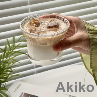 2024新款批發價 花朵咖啡杯 擴口豎紋杯 拿鐵咖啡杯ins風家用杯 造型玻璃杯 高顏值透明杯 冰美式杯dirty