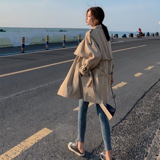 時尚外套🌹 風衣外套 長款外套 外套 女 春秋款 韓版 氣質 風衣女小個子秋季新款小個子韓版寬鬆學生短卡其色中長款外套