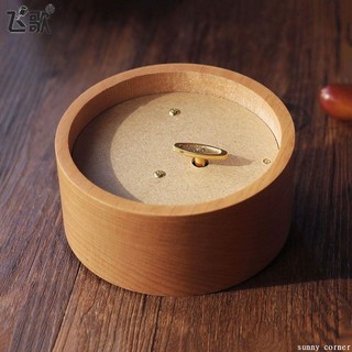 桃園出貨💯音樂盒 創意禮物 交換禮物 DIY粘土音樂盒底座木質圓形發條式八音盒diy手工配件創意天空之城