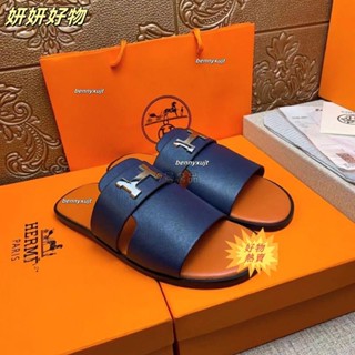 【臺灣熱賣】真皮男鞋 拖鞋外出韓國 男拖鞋真皮 男鞋 夏季h家外穿高檔拖鞋真皮拖鞋男士一字大舅子防滑PSK
