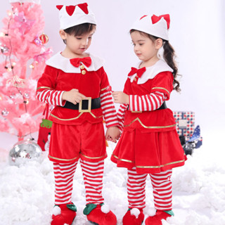 免運 聖誕老人服裝 聖誕服兒童裝 兒童聖誕節衣服套裝 男童女童變裝派對 角色扮演 聖誕老人表演出服 耶誕節衣服