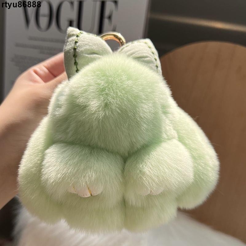 【唯家】包包掛飾 毛絨鑰匙扣 可愛真獺兔毛掛件 蝴蝶結小兔子汽車鑰匙扣 毛絨掛件 公仔包包掛飾 掛件 吊飾