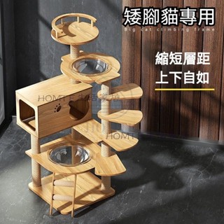 新品免運💗貓爬架 實木貓跳臺 貓玩具貓架子 粗麻繩柱 貓窩貓樹一體 寵物用品 大型貓窩 四季通用 短腿矮腳貓爬架