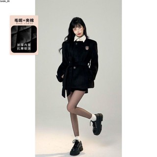 🛒 西服女 西裝女款 芭比姨 夾棉毛呢外套秋冬季女裝黑色復古加厚小個子西裝式呢大衣