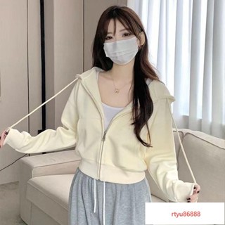 【唯家】開衫外套 連帽 小個子短款衛衣拉鏈外套女顯瘦春秋冬款連帽開衫ins2024新款爆款