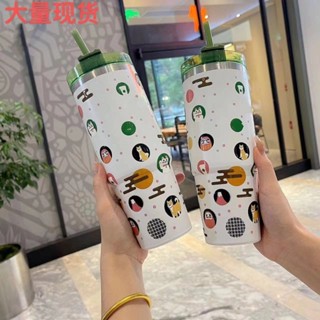 🔥臺灣出貨🔥 吸管保溫杯 招財貓大麥克不鏽鋼杯 吸管杯 便捷吸管咖啡杯 家用個性大容量運動水杯 保溫杯 吸管 咖啡杯 水