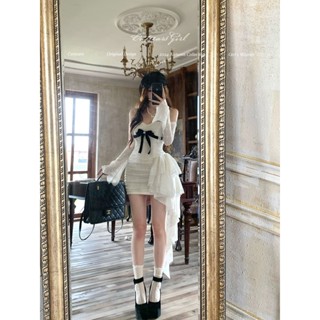 【Britney】日係女裝 夜店洋裝 禮服秋季氛圍感超重工精緻一字領公主裙設計感宮廷風包臀連衣裙女連身裙 晚宴宴會服