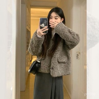 【Princess Home】羊羔毛絨皮毛一體上衣獨特別緻超好看減齡小香風毛毛外套女秋冬款 秋冬外套 小香風外套 羊羔絨