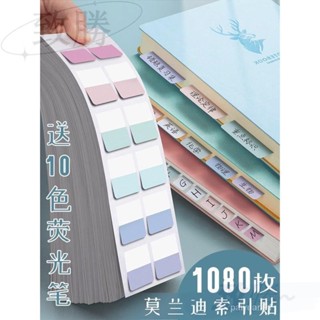 【臺灣倉庫出貨】索引貼標籤貼紙便利貼學生用小條標記小便簽貼透明可書寫紙質彩色熒光貼粘性強莫蘭迪分類指示書籤記號引索貼