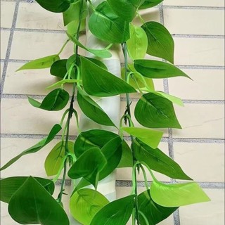 臺灣寄出模擬綠植綠蘿葉塑膠假花裝飾室內綠藤蔓植物假樹葉壁掛遮擋綠葉子