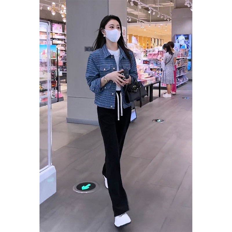 AZSMITGSSTUUGT2664XWEGYW3K85SIPF8UCO7G9JKS4FQ秋顯瘦減齡鹽系外套闊腿褲兩件套