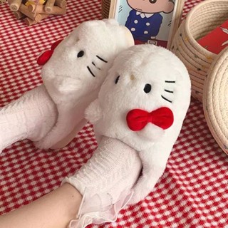 玖月·旗艦店🔥kitty拖鞋 凱蒂貓拖鞋 可愛秋冬季室內家居保暖防滑女款毛毛鞋冬天外穿包頭拖