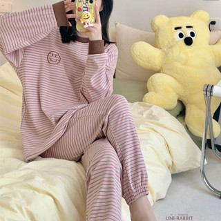 條紋長袖長褲睡衣 睡衣套裝女 寬鬆休閒睡衣 家居服 女生睡衣 卡通睡衣 長袖睡衣女 大尺碼睡衣 秋冬睡衣 居家睡衣