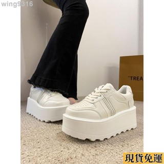 🌸臺灣限時低價🌸 【增高8公分】鬆糕休閒鞋女2024春季新款百搭熱銷中跟闆鞋厚底增高超火小白鞋
