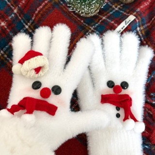 【免運】聖誕季手套 聖誕節裝扮 聖誕害羞雪人手套 冬天保暖手套秋冬騎行學生百搭手套 新年手套 聖誕節裝扮