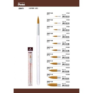 Pentel 飛龍 水晶桿 畫筆 水彩筆 圓頭 12-20號 美術 寫生 繪畫 ZBNT1 【金玉堂文具】
