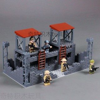 二戰場景 相容樂高二戰積木場景軍事哨所監獄基地堡壘顆粒益智男孩拼裝玩具透過BSMIR認證：M57088