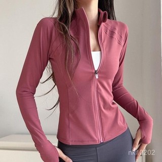 高品質🍁 2024立領拉鏈瑜伽外套女健身跑步上衣修身顯瘦長袖夾剋新外套女 上衣女 小紅書推薦 抖音爆款
