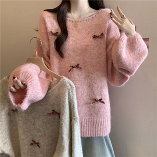 【臺灣出貨】韓版毛衣 冬季女裝 針織毛衣 上衣 冬裝 v領 圓領毛衣 寬鬆 冬天上衣 針織衫冬天衣服長袖女 ZT17