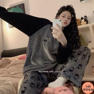 【小圓❥桃園發貨】 新款珊瑚絨睡衣女冬季加厚可愛卡通韓版法蘭絨網紅爆款家居服套裝