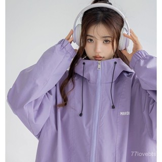 ✨ZeR0'衣櫥✨ AzLan連帽衝鋒衣2023新款女春秋外套韓係慵懶風上衣運動寬鬆休閒