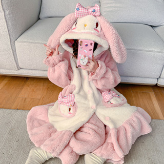 Only❤️女童新款睡袍冬季加絨加厚珊瑚絨兒童睡衣法蘭絨睡裙家居服浴袍
