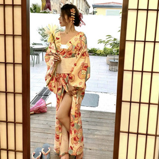 🌸熱銷免運🌸和服女正裝傳統日本改良和服浴衣和風寫真新款清蓮和服復古連衣裙 改良和服 日式浴衣 日式 COSPLAY