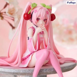 Furyu 初音未來 坐姿 櫻初音 泡麵壓 GK公仔 美少女 手辦 周邊 模型 miku 初音 二次元 擺件 FASS