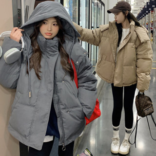 臺灣出貨2024年反季新款棉服女冬季短款韓版設計感連帽加厚小個子麵包服