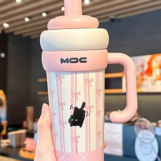 ✌OYOY✌臺灣免運陶瓷保溫杯 冰霸杯 大容量咖啡杯 316不鏽鋼吸管水杯 車用隨行杯750ML