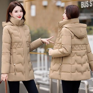 棉服女中長版羽絨棉衣新款洋氣修身型加厚外套中年連帽保暖棉襖冬 韓版女生外套 保暖長款外套 羽絨外套連帽1220 VPBX