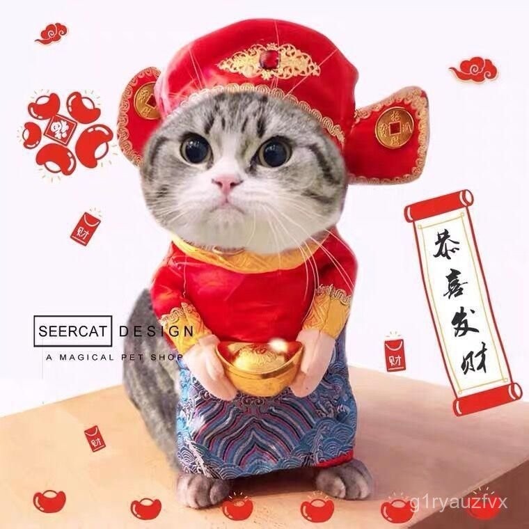 🎐新北出貨🎐貓咪新年裝 貓咪過年裝 過年寵物裝 寵物過年裝 新年寵物裝寵物狗狗貓咪搞笑幽默立體衣服過年喜慶財神爺立體服裝