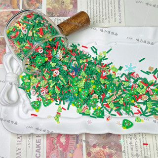 臺灣出貨✨新店優惠 輔料 材料包 配件 diy diy手工奶油膠模擬聖誕軟陶片材料配件捏捏樂搖搖樂史萊姆填充物